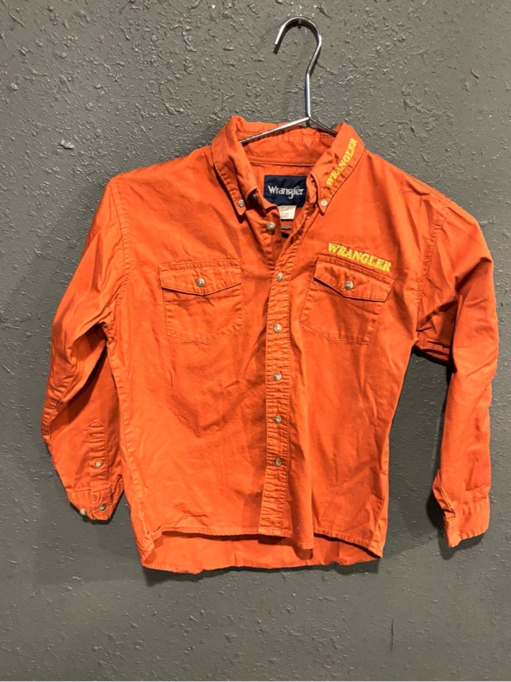 Wrangler Burnt Orange Work Shirt with Embroidered Logo
